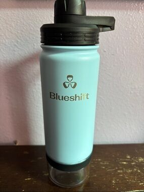 Blueshift SideKick Mixing Shaker/Ball Water Bottle, Bottom Storage Pod, New 10”